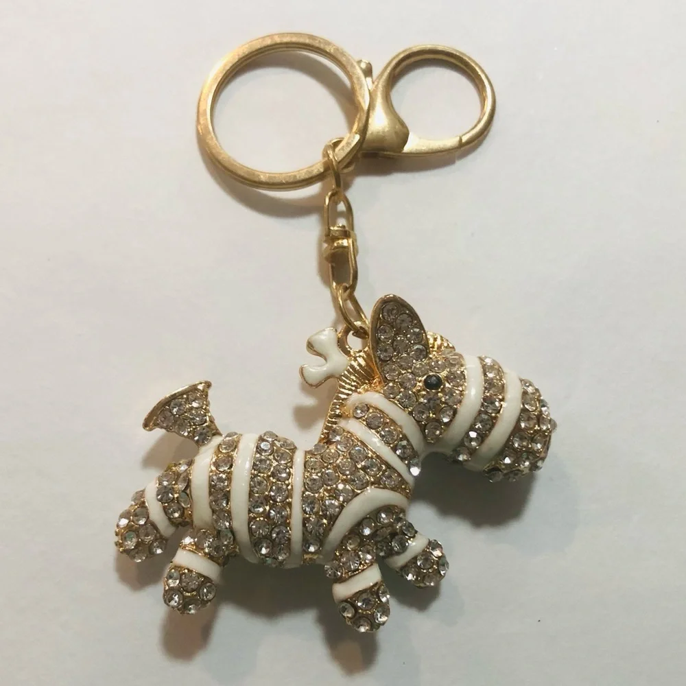 New Crystal Zebra Purse Charm/ Keychain - Picture 3 of 4